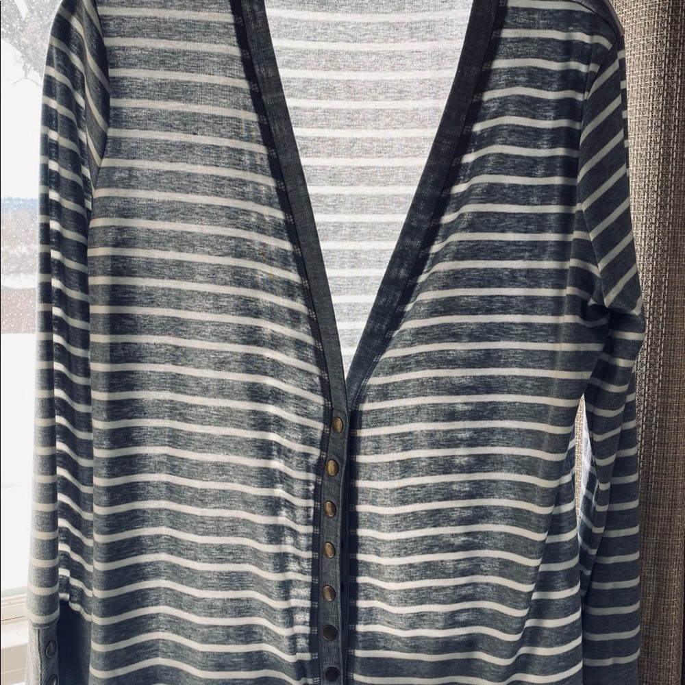 Long sleeve long snap front sweater